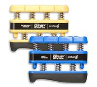 Prohands Gripmaster Lot de 2 exerciseurs pour les mains, exercices de doigts (renforcement de la préhension manuelle), à ressort, système de pistons de doigts, isoler et exercer chaque doigt, (jaune,