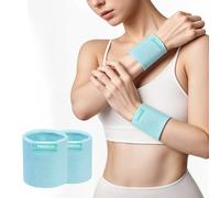 PROIRON 2 Pièces Bandeau Poignet Absorbant Wristband Sweatband Bracelet Poignet de Sport pour Homme & Femme,pour Gym Tennis Course Basket-Ball,Bleu