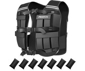 PROIRON Gilet Lesté Réglable 20kg, 20 Packs de Poids, Veste de Poids Homme Femme avec Bande Réfléchissante pour Course à Pied Musculation Entraînement Force Endurance Exercice Cardio, Noir
