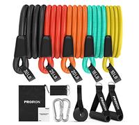 PROIRON Lot de Bandes Élastiques Anti-Rupture,Elastique Musculation pour Homme Femme avec 5 Bandes de Résistance,2 Poignées Mousse, 2 Sangles Cheville, Ancrage Porte pour Fitness/Stretching/Pilate