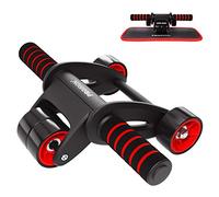 PROIRON Roue Abdominale AB roller Wheel abdominal Fitness 4 Roues Transportable Muet avec le Tapis Confortable pour les Genoux Résiste à 100kg pour Travailler les Abdominaux