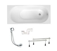 Project 170x70x45 cm baignoire rectangulaire en acrylique coulé 204 L + pieds + vidage + siphon, blanc (SATVAPRO170-SETP1)