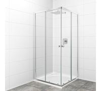 Project 80x80 cm cabine de douche carrée en verre transparent avec profilés, chrome brillant (SIKOMUQ80CRT)