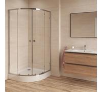 Project Cabine de douche 80x80 cm en quart de cercle avec 2 parois fixes et 1 porte, chrome brillant (SIKOMUS80CRT)