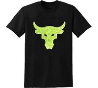 Project Rock Brahma Bull T-Shirt Unisex Male Cotton Short Sleeve Men Tops T-Shirt Black T-Shirts à Manches Courtes(Large)