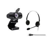 Project Telecom Webcam d'entrée de gamme HD 1080p | Casque d'entrée de gamme Binaural avec suppression du bruit USB | Paquet groupé | Compatible avec Intercall