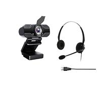 Project Telecom Webcam d'entrée de gamme HD 1080p | Casque d'entrée de gamme Binaural avec suppression du bruit USB | Paquet groupé | Compatible avec Ruum