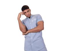 Project X Paris Chemise col Mao Style Maille Bleu Ciel S