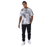 Project X Paris T-Shirt Motif All Over Feuilles de Palmier Gris Clair M
