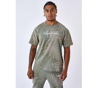 Project X Paris T-shirt motif all over feuilles de palmier Olive M
