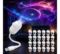 Projecteur 2 en 1 Galaxy Night Light,Projecteur Galaxie,USB Plug and Play | Projecteur de Ciel Étoilé Réglable à 360°,24 Projections de Différents Motifs,Chambre à Coucher,Salon,Plafond