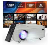 Projecteur 2024, support 4K natif HD 1080p, projecteur portable avec Bluetooth bidirectionnel, projecteur compatible avec HDMI/USB/smartphone (projecteur portable)