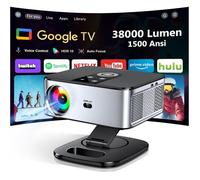 Projecteur 4K 1080P, 1500 Ansi, Google TV/Netflix, Auto Focus, Wifi6 Bt5.2, Contrôle Vocal, Retroprojecteur Home Cinéma 38000 Lumen