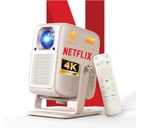 Projecteur 4K [1500 ANSI/Officiel-NetfIix] OBE Projecteur intelligent avec WiFi 6 et 5.3 Bluetooth, mise au point automatique, Keystone automatique, projecteur portable avec Prime Video/YouTube, écran