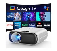 Projecteur ANSI 2000 avec WiFi et Bluetooth, projecteur portable intelligent Goiaey compatible avec GoogIe TV, applications officielles intégrées, GoogIe Voice, DoIby Audio, HDMI ARC CEC Native 1080p
