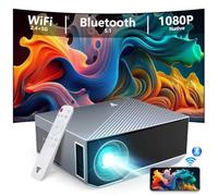 Projecteur avec Wifi et Bluetooth 2024 mis à jour, Native Full HD 1080P Bluetooth Projecteur pour Vidéo, Projecteur de Films Intérieurs Extérieurs Dernière Intervention pour Home Cinéma, Compatible