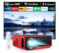Projecteur avec WiFi et Bluetooth, mini projecteur portable 16 000 lumens, projecteur de film extérieur Full HD 1080p, projecteur intelligent compatible avec TV Stick/HDMI/USB/Android/iOS/Windows