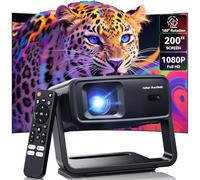 Projecteur avec WiFi et Bluetooth, prend en charge le projecteur de décodage 4K, 1200 ANSI rotatif à 180° avec mini projecteur natif 1080p, clé de voûte automatique, projecteurs de films d'extérieur
