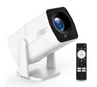 Projecteur avec WiFi et Bluetooth, Smart TV OS avec applications officielles, projecteur de plafond rotatif à 270°, 1080p, Keystone automatique, zoom, mini, projecteur de film extérieur, blanc