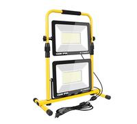 Projecteur Chantier LED avec Câble, Willpower Lampe de Chantier 2x 150W 30000LM Spot LED Extérieur 6500K Blanc Phare de Travail Portable Pour Garage Atelier Construction Terrasse Jardin, IP66