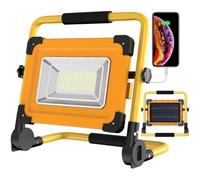 Projecteur Chantier LED Rechargeable Solaire 100W, 120 LED Lampe de Travail, 12000mAH Batterie Étanche USB Banque d'alimentation p