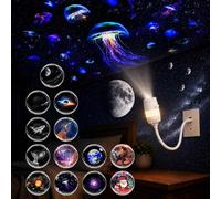 Projecteur Ciel Etoile, 2 en 1 LED Projecteur Galaxie Veilleuse Dimmable，A | 360° USB Plug-and-Play HD Galaxy Projector avec 13 Modes pour Enfants et Adultes, Decoration Chambre