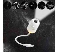 Projecteur Ciel Etoile 2-en-1,USB Projecteurs De Ciel éToilé Et Veilleuse,Lampe LED RéGlable à 360°,Projecteur D'éToiles PlanéTarium,pour Voiture,SoiréE,DéCoration De Plafond (6 Diapositives)