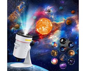 Projecteur Ciel Etoile,4K HD Réaliste Planetarium Projecteur avec 10 Disques de Film et 8 Couleurs de Veilleuse,Rotatif 360° Ciel Etoile Plafond avec Minuteur pour Décoration Chambre