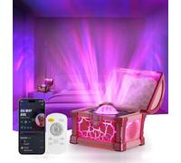 Projecteur Ciel Etoile Coffre au Trésor Avec Bruit Blanc et Enceinte, Veilleuse Projecteur Galaxie Aurore Boréale Lampe Ambiance Télécommandé Minuteur pour Chambre Gaming Enfant Cadeau Noel, Rose