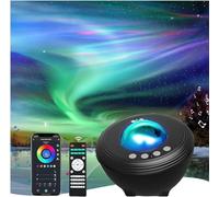 YunLone Projecteur Ciel Etoile Galaxie Aurore Boréale Veilleuse Musicale et Lumineuse Planetarium Lampe Plafond pour Adulte Enfant avec somnifères bruit blanc, Compatible avec Alexa - Noir