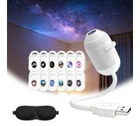 Projecteur Ciel Etoile, Projecteur Ciel Etoile et de Lune USB à 360°, avec 6/12/24 Films de Projection, Lampe Projecteur LED Portable pour Plafond