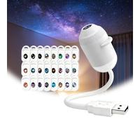 Projecteur Ciel Etoile,Projecteur Galaxie,Plug-and-Play HD Star Projector USB à Ciel Étoilé avec 6/12/24 Films de Projection,Projecteurs LED Portables pour Chambre,Plafond,Voiture，with 24 Movies
