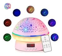 Projecteur Ciel Etoile,Veilleuse Rotative à 360° avec Minuterie,Lampe de Projecteur de Champignon Créatif avec Télécommande-Rose