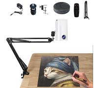 Projecteur d'art intelligent, projection de toile murale de bureau avec télécommande et support, taille et angle réglables, connectivité Wi-Fi et USB