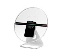 Projecteur de Bureau Lumineux publicitaire Hologramme 3D, Ventilateur LED de Bureau, Lecteur de Lampe holographique WiFi avec télécommande et Couvercle de Protection