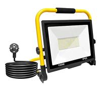 Projecteur de Chantier 100W, Lumière de Travail 152 LEDs, Projecteur Blanc 6000K, 10000LM, Panneau Rotatif à 360º, étanche IP65, Pliable, Câble de 3 m. Eclairage Extérieur, Atelier, Travail, Garage.