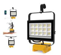 Projecteur de Chantier 60W, T-SUNUS Projecteur LED Rechargeable USB-C & USB, Compatible avec Batterie 18V Dewalt, 2 Modes de Luminosité pour Camping Atelier Réparations, 2 Pièces (Sans Batterie)