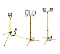 goobay 57845 Projecteur de chantier LED sur pied télescopique 2 x 20W / 3400lm / Lumière blanc neutre - 4000K / Pour l'intérieur & l'extérieur - IP65 / Noir/Jaune