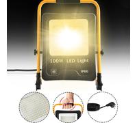 Projecteur de chantier ACXIN 100W LED, Lampe de travail LED, Projecteur, avec étrier pliable et câble d'alimentation, IP66 étanche (Blanc chaud)