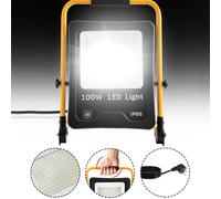 Projecteur de chantier ACXIN 100W LED, Lampe de travail LED, Projecteur, avec étrier pliable et câble d'alimentation, IP66 étanche (Blanc froid)