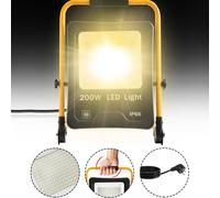 Projecteur de chantier ACXIN 200W LED, Lampe de travail LED, Projecteur, avec étrier pliable et câble d'alimentation, IP66 étanche (Blanc chaud)