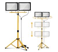 Projecteur de chantier ISOISL avec trépied 2x200W, projecteur LED 2x20000 lumens, télescopique réglable à 1,60 m, rotation à 360°, câble de 300 cm, IP66 pour garage, atelier, chantier, blanc froid