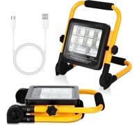 Projecteur de chantier LED Fiqops 50W Projecteur de travail LED avec support et câble d'alimentation étanche IP65 pour garage, jardin, chantier