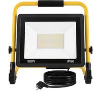 Projecteur de chantier LED XMTECH Lampe de travail 100W blanc froid Projecteur de chantier avec support et câble d'alimentation 3M LED Fluter IP66