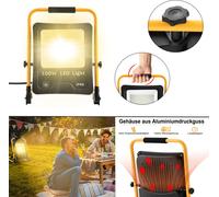 Projecteur de chantier NAIZY LED Projecteur 100W blanc chaud avec trépied et prise jaunes - Projecteur de travail LED étanche IP66 pour l'intérieur et l'extérieur