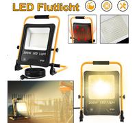 Projecteur de chantier NAIZY LED Projecteur 200W blanc chaud avec trépied et prise jaunes - Projecteur de travail LED étanche IP66 pour l'intérieur et l'extérieur