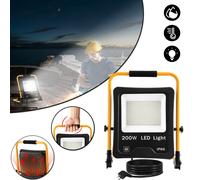Projecteur de chantier NAIZY LED Projecteur 200W blanc froid avec trépied et prise jaunes - Projecteur de travail LED étanche IP66 pour l'intérieur et l'extérieur