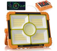 Projecteur de chantier solaire 100 W - 466 LED - 5 modes - 10 000 lm - 12 000 mAh - Rechargeable par USB - Étanche IP66 - Lampe de travail portable en plein air - Pour chantier, camping, garage