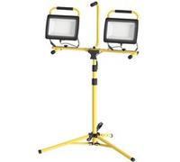 HOMCOM Projecteur de chantier sur trépieds 2 x 100W, 17000LM, lampes de travail LED, lampe de chantier, double tête pivotante 360°, support ajustable, étanche IP65, pour intérieur et extérieur, jaune