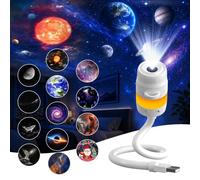 Projecteur de ciel étoilé, projecteur Galaxy USB, veilleuse | Plug and Play HD, 13 disques de film 4K, support col de cygne à 360°, veilleuse, pour chambre à coucher, plafond, voiture
